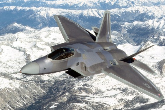 UNDATED: (FILE PHOTO) An F-22 Raptor flies in this undated image provided by Lockheed Martin. The first Raptor will join the 27th Fighter Squadron at Langley Air Force Base in Virginia October 27, 2004 after leaving Lockheed's plant in Marietta, Georgia. It was reported that the Senate voted 58-40 to cut $1.75 billion from a military authorization bill which was intended for seven Lockheed Martin/Boeing F-22 Raptor fighter jets on JUly 21, 2009. (Photo by Lockheed Martin via Getty Images)